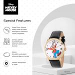 Disney Men's Goofy Watch – Stylish & Fun Goofy Watches for Men Fans & Collectors – Classic Goofy Watch for Men with Black Leather Strap, White Dial & Metal Case