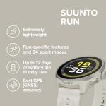 SUUNTO Run Running GPS Sports Watch with Silicone Strap, 1.32" AMOLED Touchscreen w/Crown Button, Wrist Heart-Rate & Sleep Health Tracking, Frost Gray