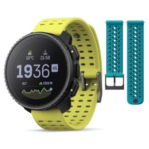 SUUNTO Vertical Adventure GPS Watch w/Offline Maps Steel Lime & SUUNTO 22 ATH8 Silicone Strap Wave Blue S+M