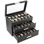 Glenor Co Luxury Carbon Fiber Watch Box for Men