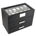 Glenor Co Luxury Carbon Fiber Watch Box for Men