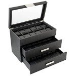 Glenor Co Luxury Carbon Fiber Watch Box for Men