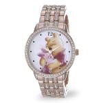 Disney Elegant Winnie The Pooh Women’s Watch Featuring Classic Pooh Bear Dial – Great Gift Fans and Collectors – Rose Gold-Tone Case, Sparkling Bezel, and Rose Gold Link Bracelet