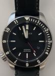 Sangin Instruments Atlas Automatic Diver Watch Black Dial Leather Band 200m Box