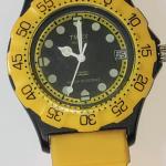 Vtg Timex Watch Rare Yellow Divers 80's Time Date Glow 