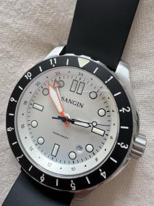 Sangin Instruments Professional - Brushed Case, Polar Dial, GMT Bezel