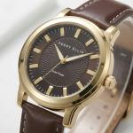 Perry Solar Men’s Watch – Round Brown Dial, Leather Strap, Water-Resistant Analog