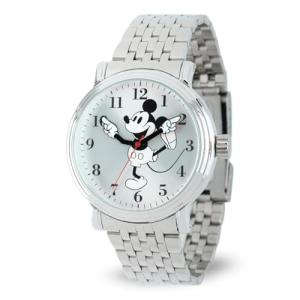 Disney Vintage Mickey Mouse Watch for Men, Classic Mickey Watch, Watches for Men, Stylish Watches, Timeless Mouse Timepiece Him, Silver Dial & Case, Stainless Steel Strap