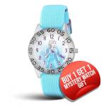 Disney Frozen 2 Watch for Girls 4–7 – Princess Featuring Character Dial – Gift for Kids – Clear Bezel and Blue-Purple Nylon Strap with Velcro Closure - Buy and GET 1 Free Mystery Watch