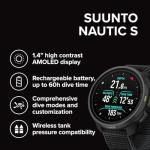 SUUNTO Nautic S Dive Watch Computer w/Bright AMOLED Display, GPS, Offline Maps and Weather Tools, Wireless Tank Pressure, Up to 60H on a Single Charge