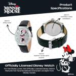 Disney Minnie Watch - Watch for Women - Minnie Mouse Watches for Women Toys - 90s Mouse - Vintage - Clock Hands - Silver Case - Black Leather Strap