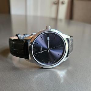 Doxa Slim Line Classic, Stylish 39mm Black Leather Swiss Made Watch; Rare Beauty