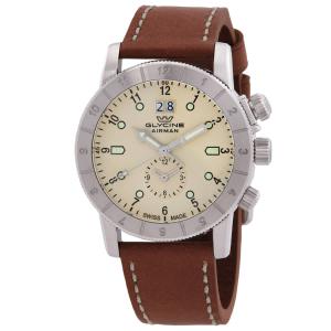 Glycine Airman GMT White Dial Men's Leather Watch GL0149