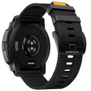 Bandletic Compatible with Garmin Instinct Watch Bands - 22mm Watch Band Military Rugged Nylon Soft Sport Replacement Strap for Instinct 3/E 45mm/2/2 Surf/Tactical/Tide/Esports/Solar, Black