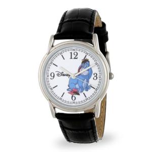 Disney Winnie The Pooh Watch for Men – Featuring Classic Eeyore Character Dial with Easy-to-Read Numbers – Great Gift for Fans Lovers – Silver-Tone Case, White Dial, Blue Leather Strap