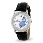 Disney Winnie The Pooh Watch for Men – Featuring Classic Eeyore Character Dial with Easy-to-Read Numbers – Great Gift for Fans Lovers – Silver-Tone Case, White Dial, Blue Leather Strap