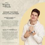 Disney Winnie The Pooh Watch for Men – Featuring Classic Eeyore Character Dial with Easy-to-Read Numbers – Great Gift for Fans Lovers – Silver-Tone Case, White Dial, Blue Leather Strap