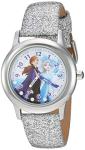 Disney Frozen Kids' Stainless Steel Time Teacher Analog Quartz Strap Watch, Anna Elsa/Silver