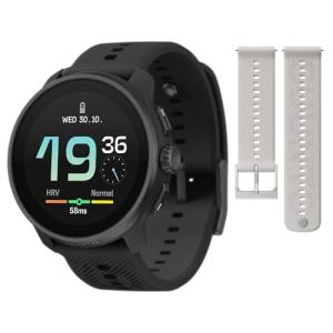 SUUNTO Race S GPS Sports Watch, 1.32" AMOLED Touchscreen w/Crown All Black & SUUNTO 22 ATH6 Silicone Strap Powder Gray S+M
