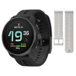 SUUNTO Race S GPS Sports Watch, 1.32" AMOLED Touchscreen w/Crown All Black & SUUNTO 22 ATH6 Silicone Strap Powder Gray S+M