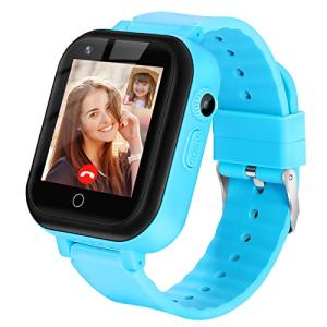 OKYUK 4G GPS Smartwatch for Girls Boys, IP67 Waterproof Sport Smart Watch Phone for Kids, with Camera WiFi Video Call Phone Call SOS Pedometer for 3-14 Age (Blue#1)