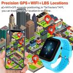 OKYUK 4G GPS Smartwatch for Girls Boys, IP67 Waterproof Sport Smart Watch Phone for Kids, with Camera WiFi Video Call Phone Call SOS Pedometer for 3-14 Age (Blue#1)