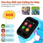 OKYUK 4G GPS Smartwatch for Girls Boys, IP67 Waterproof Sport Smart Watch Phone for Kids, with Camera WiFi Video Call Phone Call SOS Pedometer for 3-14 Age (Blue#1)