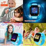 OKYUK 4G GPS Smartwatch for Girls Boys, IP67 Waterproof Sport Smart Watch Phone for Kids, with Camera WiFi Video Call Phone Call SOS Pedometer for 3-14 Age (Blue#1)