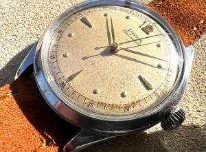 Vintage Doxa wrist watch rare All Steel bumper auto tropical patina 1940's Works