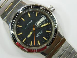 VINTAGE BULOVA CARAVELLE DEVIL DIVER 666FT PEPSI BEZEL MENS WATCH - RUNS -REPAIR