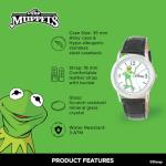 Disney Muppets Kermit Watch for Men – Classic Character Watch Featuring Kermit The Frog Dial – Great Gift for Muppets Fans and Collectors – Silver Case with White Dial and Black Cardiff Leather Strap