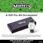 Disney Muppets Kermit Watch for Men – Classic Character Watch Featuring Kermit The Frog Dial – Great Gift for Muppets Fans and Collectors – Silver Case with White Dial and Black Cardiff Leather Strap