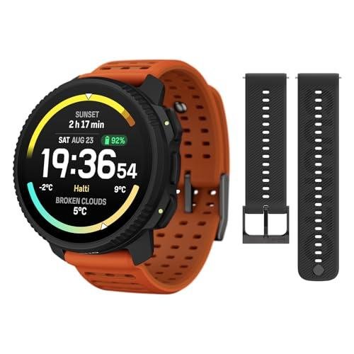 SUUNTO Vertical 2 GPS Sport Watch with 1.5” AMOLED Touchscreen, Canyon & SUUNTO 22 ATH6 Silicone Strap All Black S+M