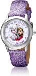 Disney Frozen Watch for Girls 4–7 – Princess Featuring Character Dial – Great Gift for Kids – Silver Bezel and Sparkling Purple Leather Strap - Buy and GET 1 Free Mystery Watch