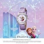 Disney Frozen Watch for Girls 4–7 – Princess Featuring Character Dial – Great Gift for Kids – Silver Bezel and Sparkling Purple Leather Strap - Buy and GET 1 Free Mystery Watch
