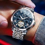 OLEVS Men's Luxury Automatic Skeleton Watch - Blue