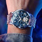 OLEVS Men's Luxury Automatic Skeleton Watch - Blue