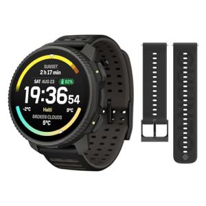 SUUNTO Vertical 2 GPS Sport Watch with 1.5” AMOLED Touchscreen, Titanium Black & SUUNTO 22 ATH6 Silicone Strap All Black S+M