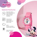 Disney Minnie Mouse Watch for Kids 3-5, Pink Nylon Strap, White Dial, Perfect Minnie Watch for Girls & Toddlers, Cute & Stylish Watches Kids, Ideal Gift Young Fans