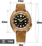 Men's Vintage Bronze Dive Watch 200M Waterproof with Suede Leather Strap