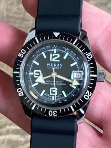VTG 1960s Men's WERAX DIVE Watch Diver CALENDER Estate Wristwatch Parts/Repair