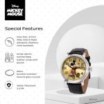 Disney Mickey Moving Hands Watch - Vintage Mickey Mouse Watch for Men - 90s Mouse Watches - Classic Men’s Toys - Timeless Design - Silver Case - Leather Strap