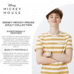 Disney Mickey Moving Hands Watch - Vintage Mickey Mouse Watch for Men - 90s Mouse Watches - Classic Men’s Toys - Timeless Design - Silver Case - Leather Strap