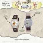 Disney Winnie The Pooh Watch for Men – Classic Character Dial Featuring Pooh Bear – Great Gift for Fans and Collectors – Gold-Tone Case, White Dial, and Brown Textured Leather Strap