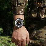 findtime Solar Watch Mens Military Analog Watches Industrial Sport Waterproof Tactical Cool Designer Wrist Watch for Men Unidirectional Rotating Bezel Silicone Strap Alloy Case