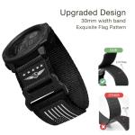 Abanen Rugged Tactical Nylon Watch Band for Garmin Instinct 3 45mm/ Instinct 2 Solar, Sport Strap with Stars-Stripes Flag for Instinct E 45mm/ Tactical/Tide/Esports (Black)
