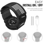 Abanen Rugged Tactical Nylon Watch Band for Garmin Instinct 3 45mm/ Instinct 2 Solar, Sport Strap with Stars-Stripes Flag for Instinct E 45mm/ Tactical/Tide/Esports (Black)
