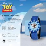 Disney Pixar Toy Story Watch for Boys Ages 3–7 – Featuring Woody and Bullseye Dial – Great Gift for Kids Who Love Toy Story Toys and Western Adventures – Blue Bezel and Blue Fabric Strap with Velcro