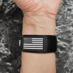 Abanen Rugged Tactical Nylon Watch Band for Garmin Instinct 3 45mm/ Instinct 2 Solar, Sport Strap with Stars-Stripes Flag for Instinct E 45mm/ Tactical/Tide/Esports (Black)