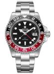 Luxury Men's GMT Automatic Watch, Waterproof, Black Red